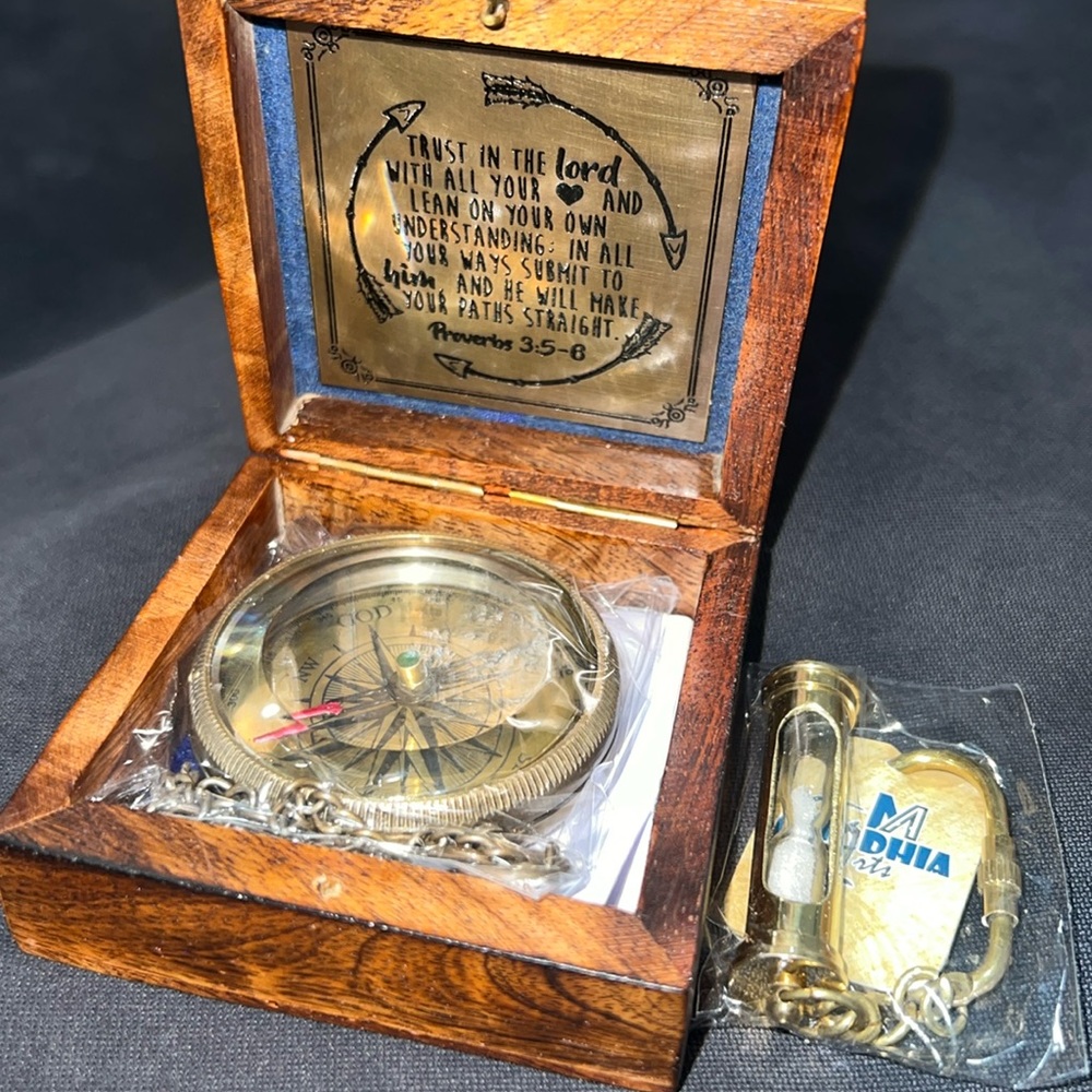 Nautical Compass with Engraved Bible Verse